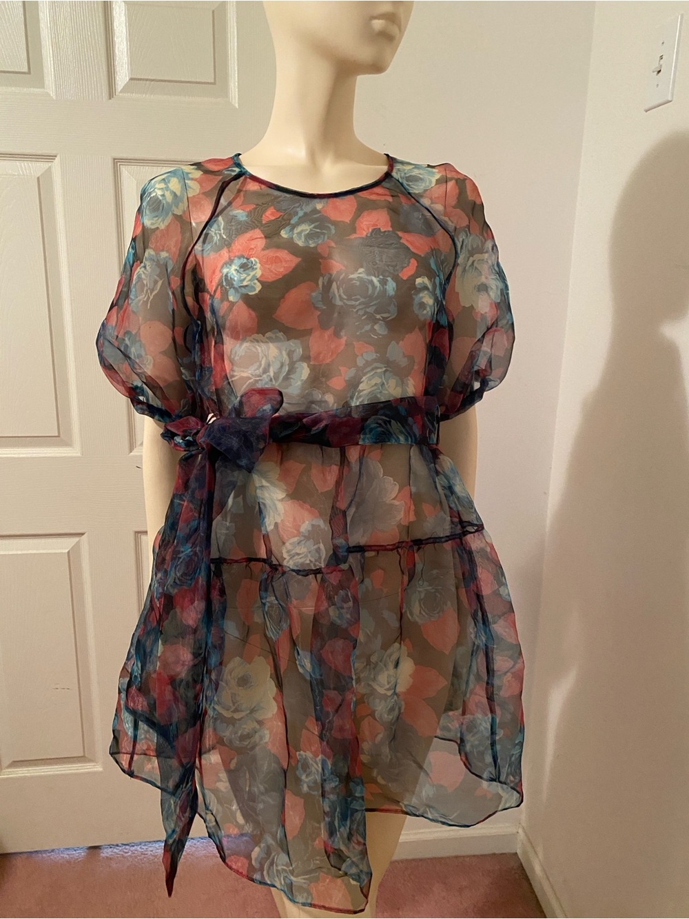 MM Couture Dusty Rose Sheer Labelled Mini Dress